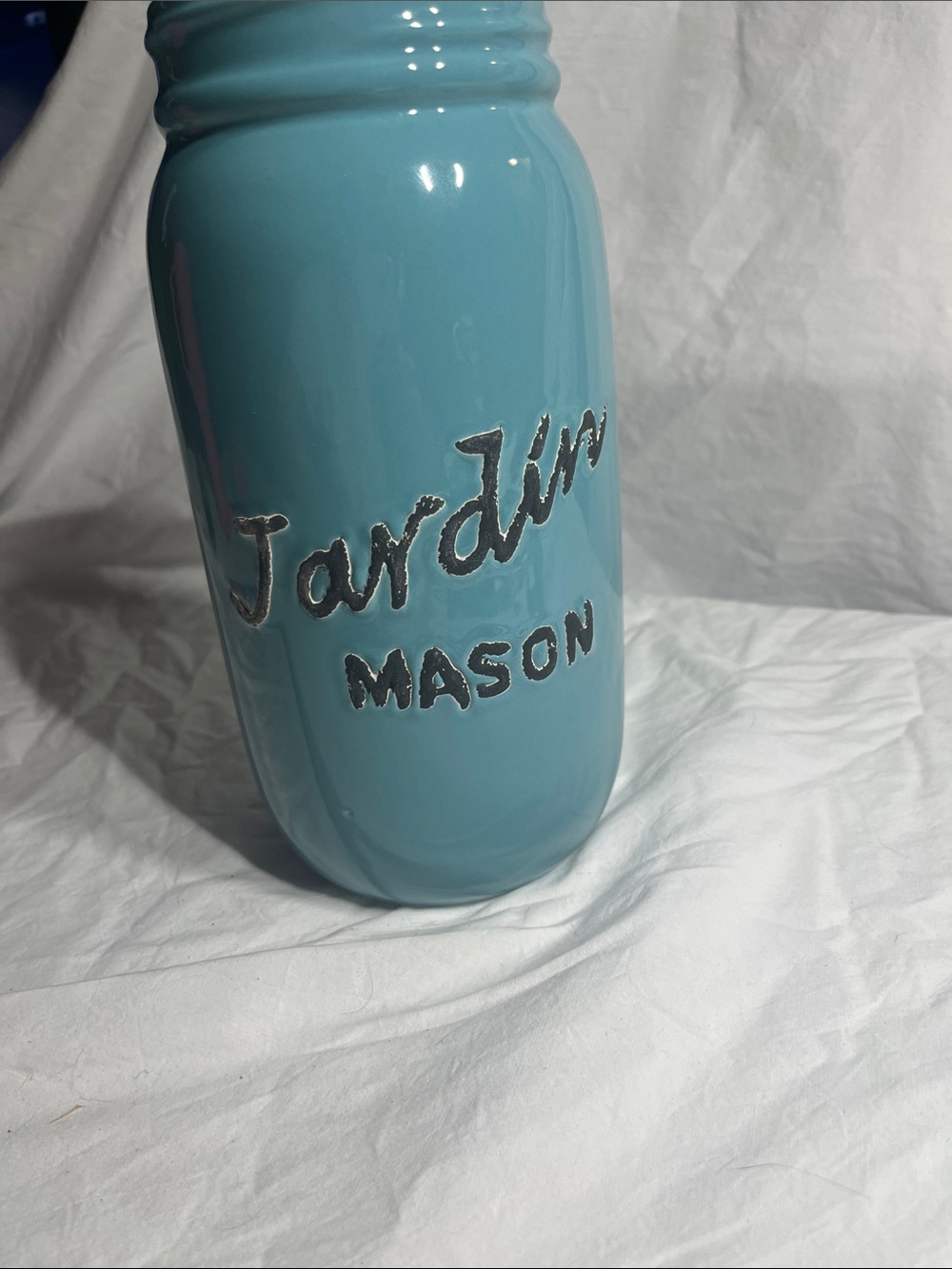 Mason Glossy Aqua Ceramic Jar Vase